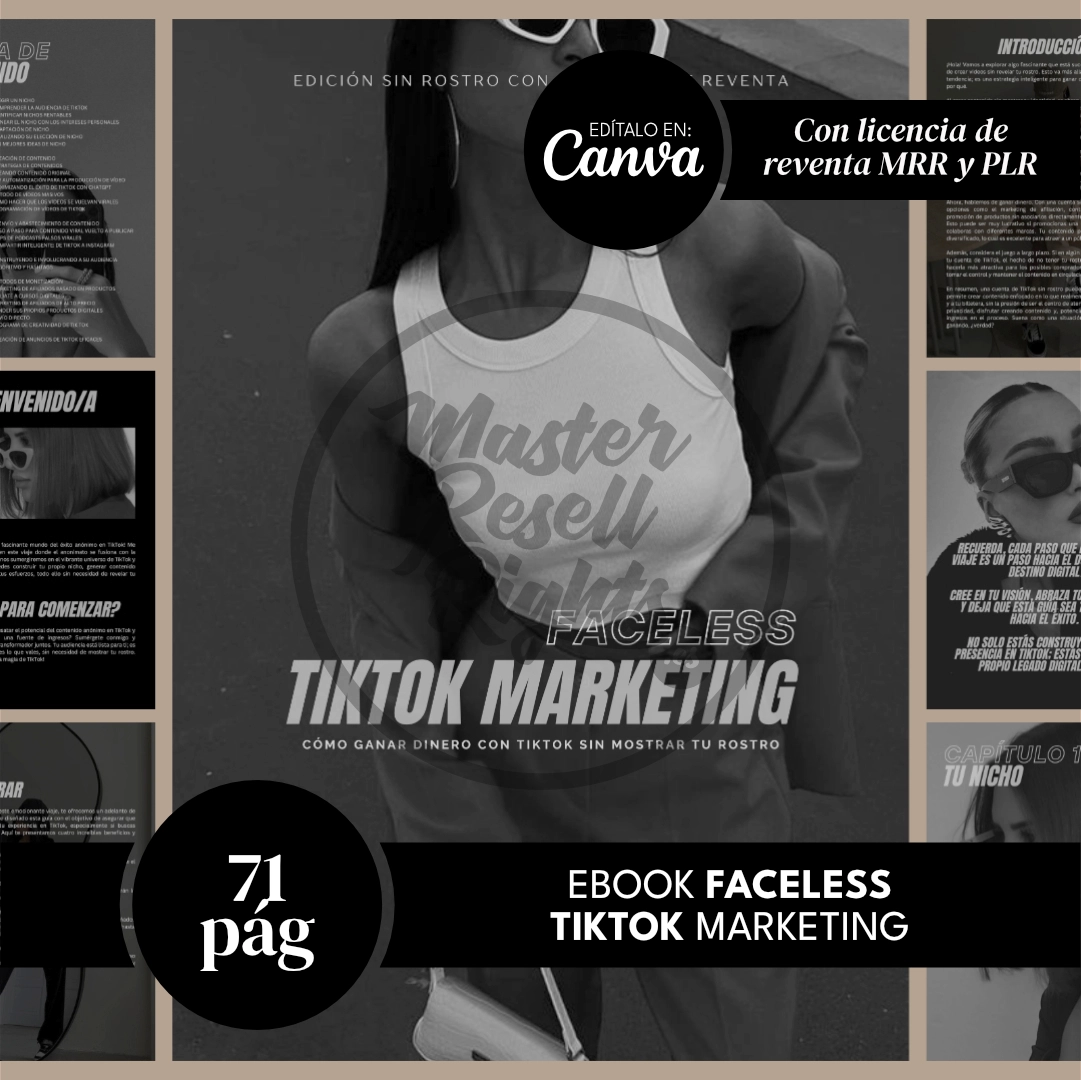 Faceless TikTok Marketing eBook con MRR y PLR
