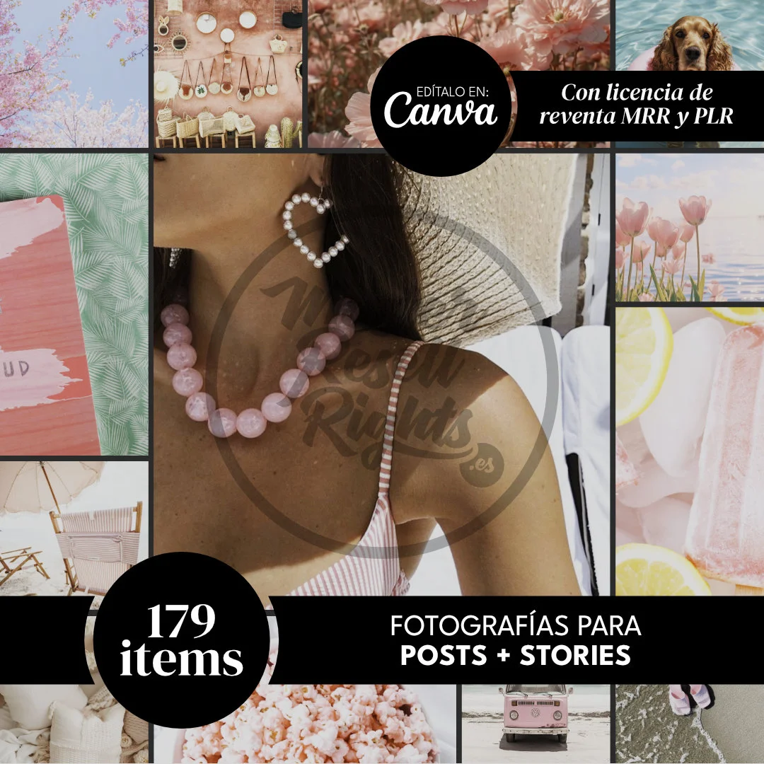 Pink Splash 179 fotografías para Stories + Posts con MRR y PLR