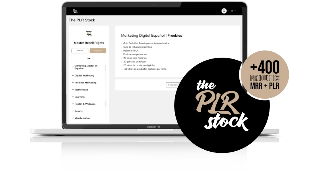 Cursos Ultimate Branding Course Master Resell Rights MRR y PLR productos con derechos de reventa MRR y PLR en español bono The PLR Stock 400 productos con MRR y PLR